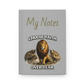 Faith Over Fear Hardcover Journal — Proverbs 28:1 Lion Design Notebook