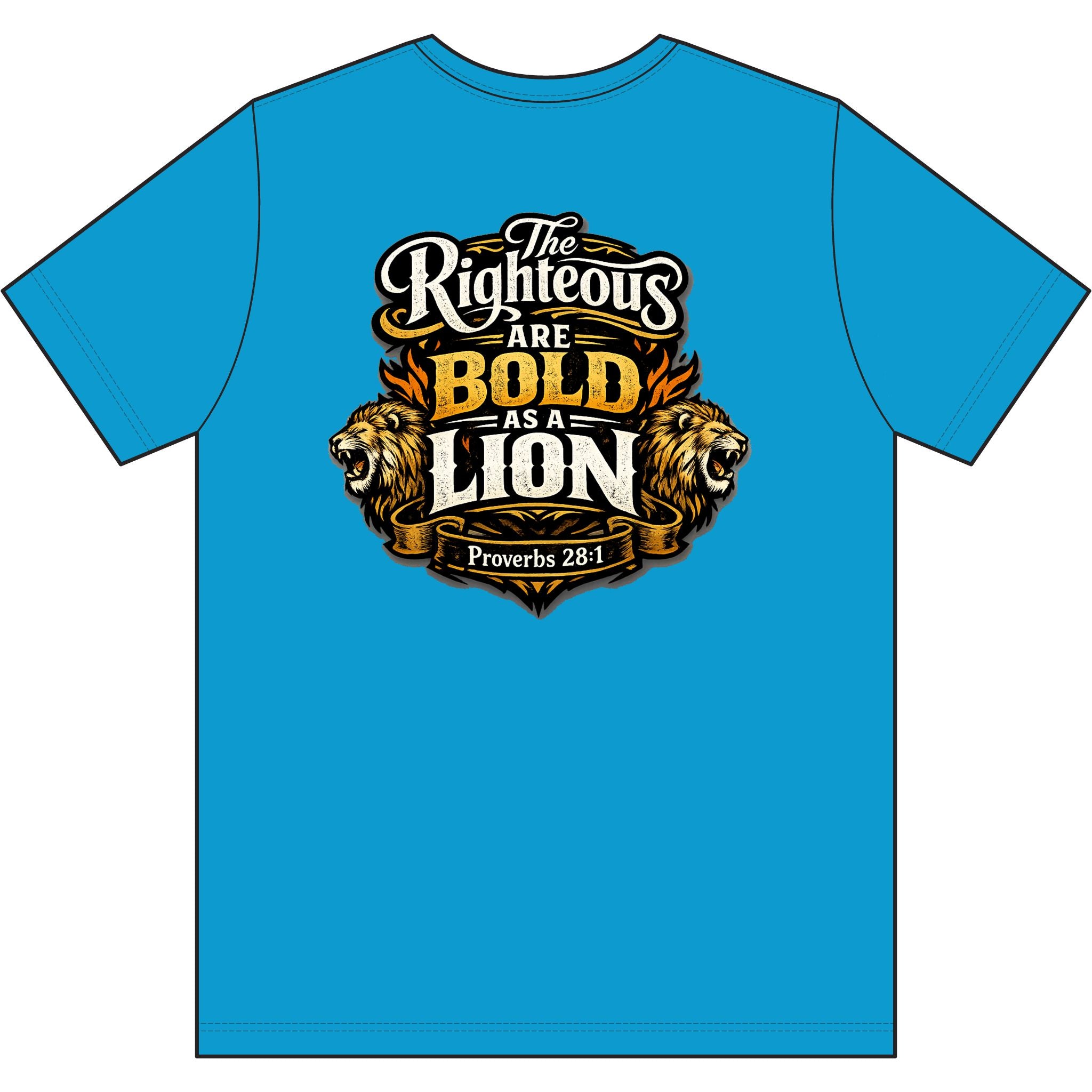Christian T‑Shirt – Worldview with Lion & verse on back