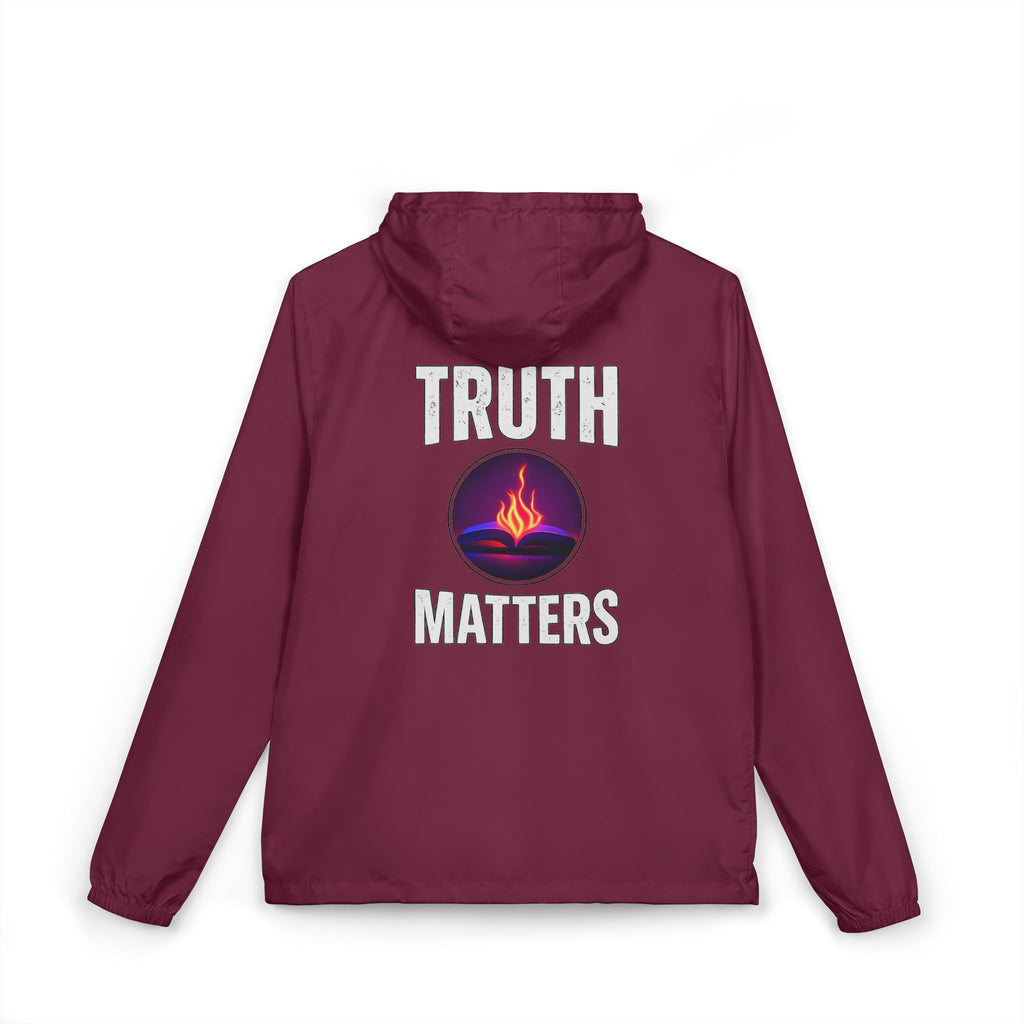 Truth Matters Windbreaker Jacket — Flame Logo Hooded Windbreaker