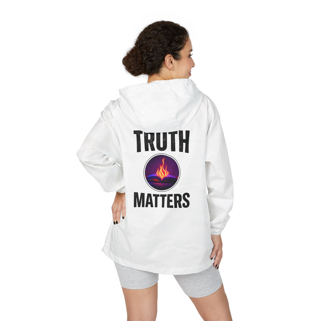 Truth Matters Windbreaker Jacket — Flame Logo Hooded Windbreaker