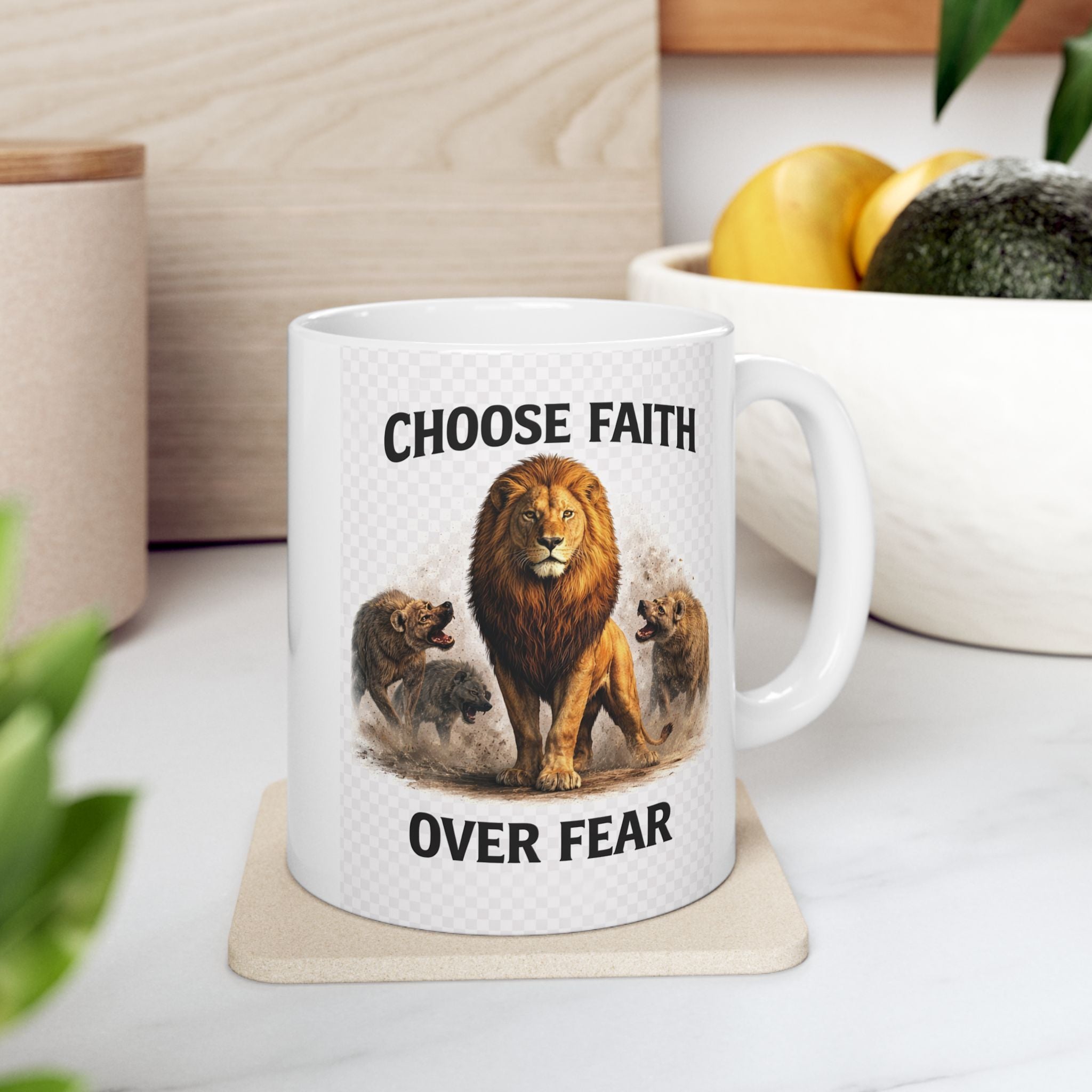 Mug en céramique - Mug à café inspirant « Choisir la foi plutôt que la peur » (325 ml, 443 ml)