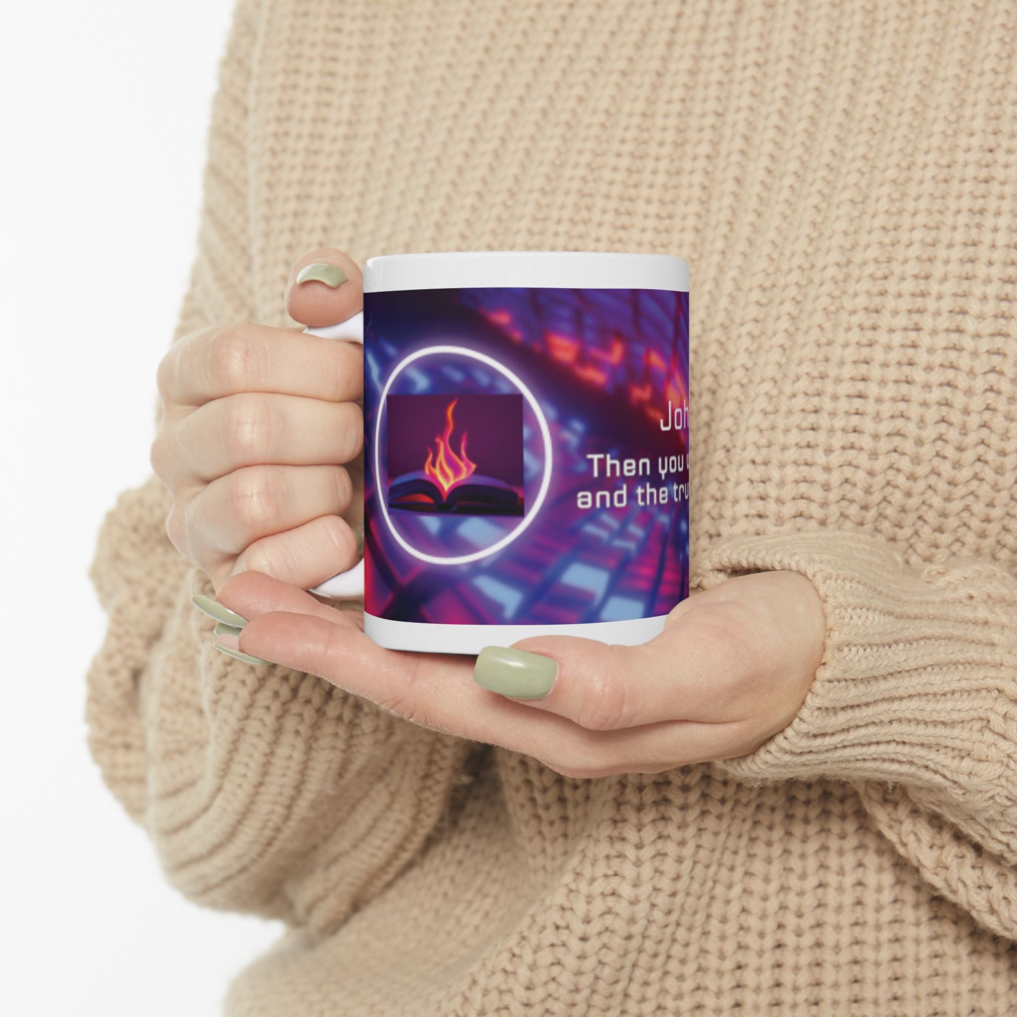 Mug de Foi Chrétienne — Jean 8:32 « Connaissez la Vérité » Tasse à Café en Céramique Inspirante (325 ml et 444 ml)