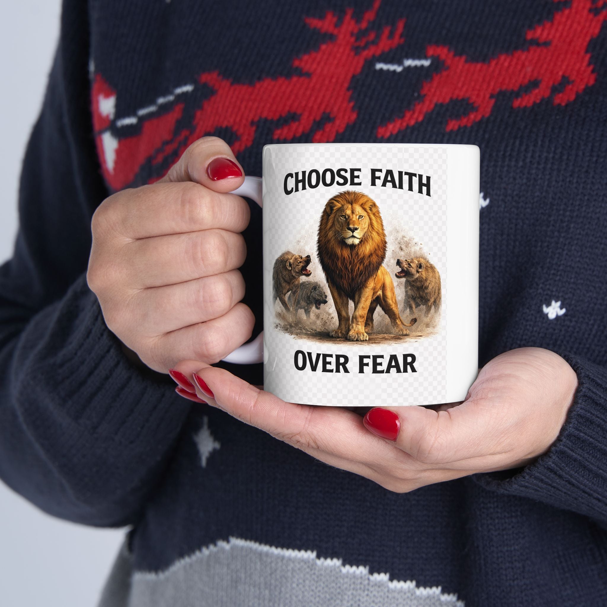 Mug en céramique - Mug à café inspirant « Choisir la foi plutôt que la peur » (325 ml, 443 ml)