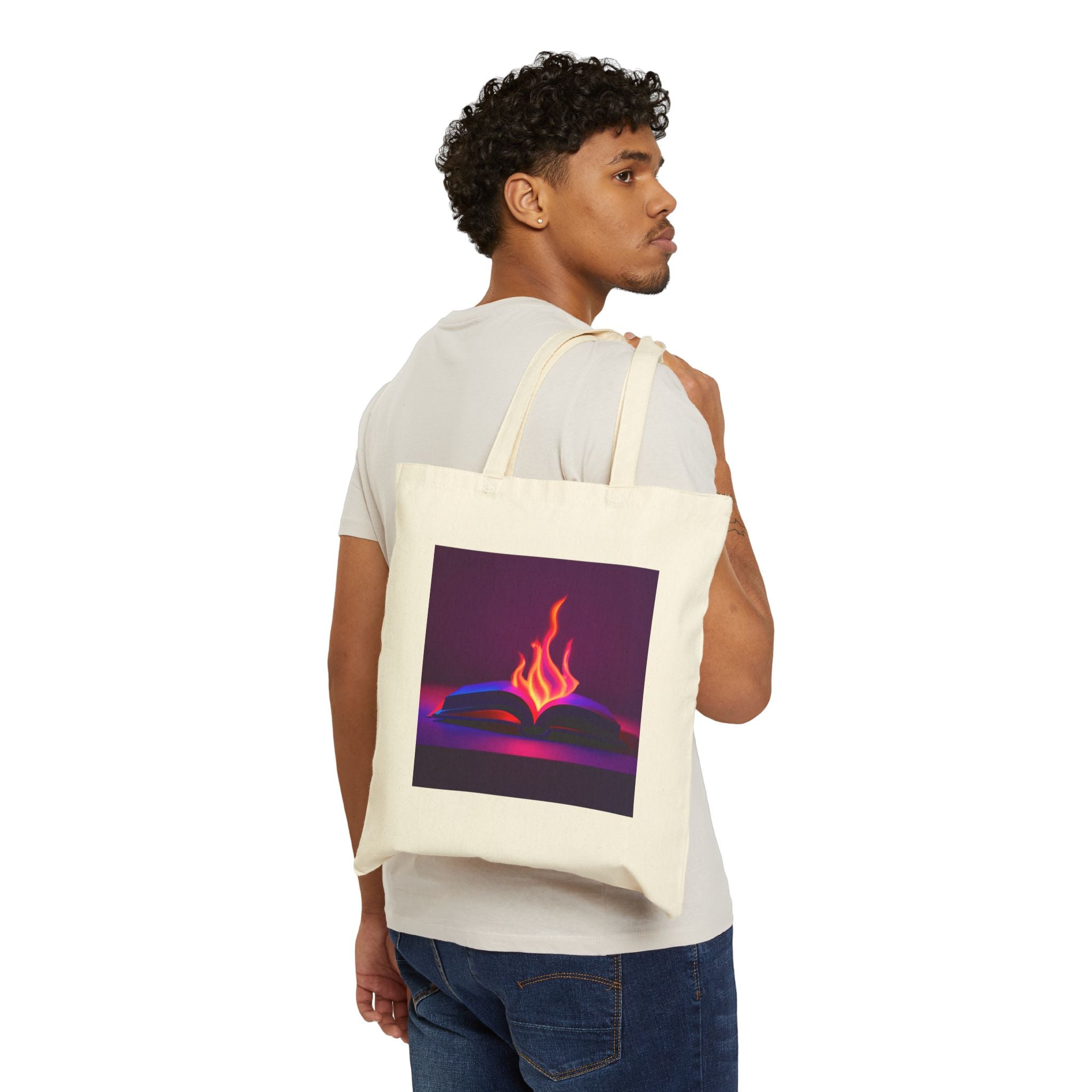 Truth Matters Canvas Tote Bag — Flaming Book Graphic Cotton Shopper