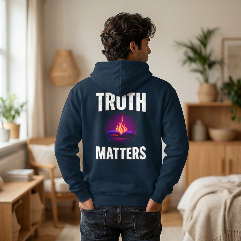 Truth Matters Hoodie — Spiritual Flame Graphic Hooded Sweatshirt