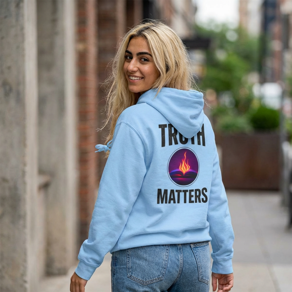 Truth Matters Hoodie — Spiritual Flame Graphic Hooded Sweatshirt
