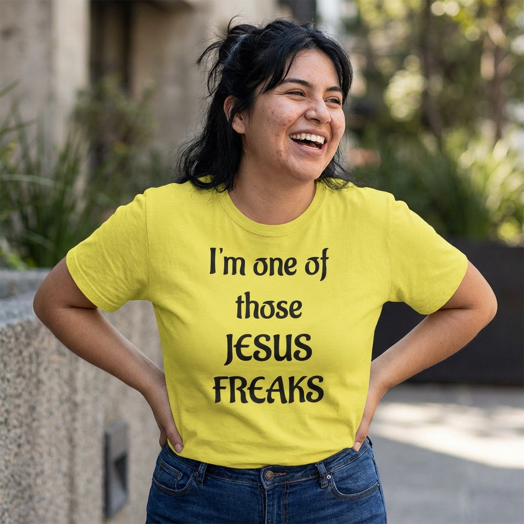 Jesus Freak Christian T-shirt with Decorative Cross
