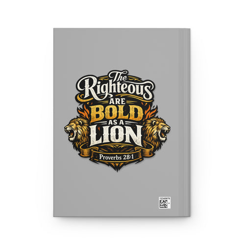 Faith Over Fear Hardcover Journal — Proverbs 28:1 Lion Design Notebook
