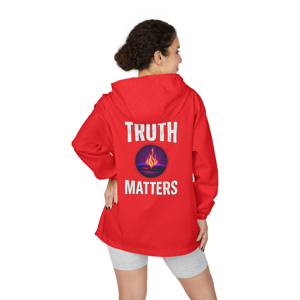 Truth Matters Windbreaker Jacket — Flame Logo Hooded Windbreaker