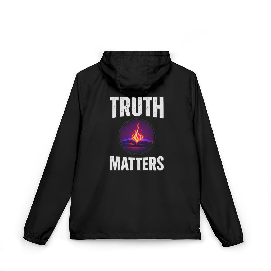 Truth Matters Windbreaker Jacket — Flame Logo Hooded Windbreaker