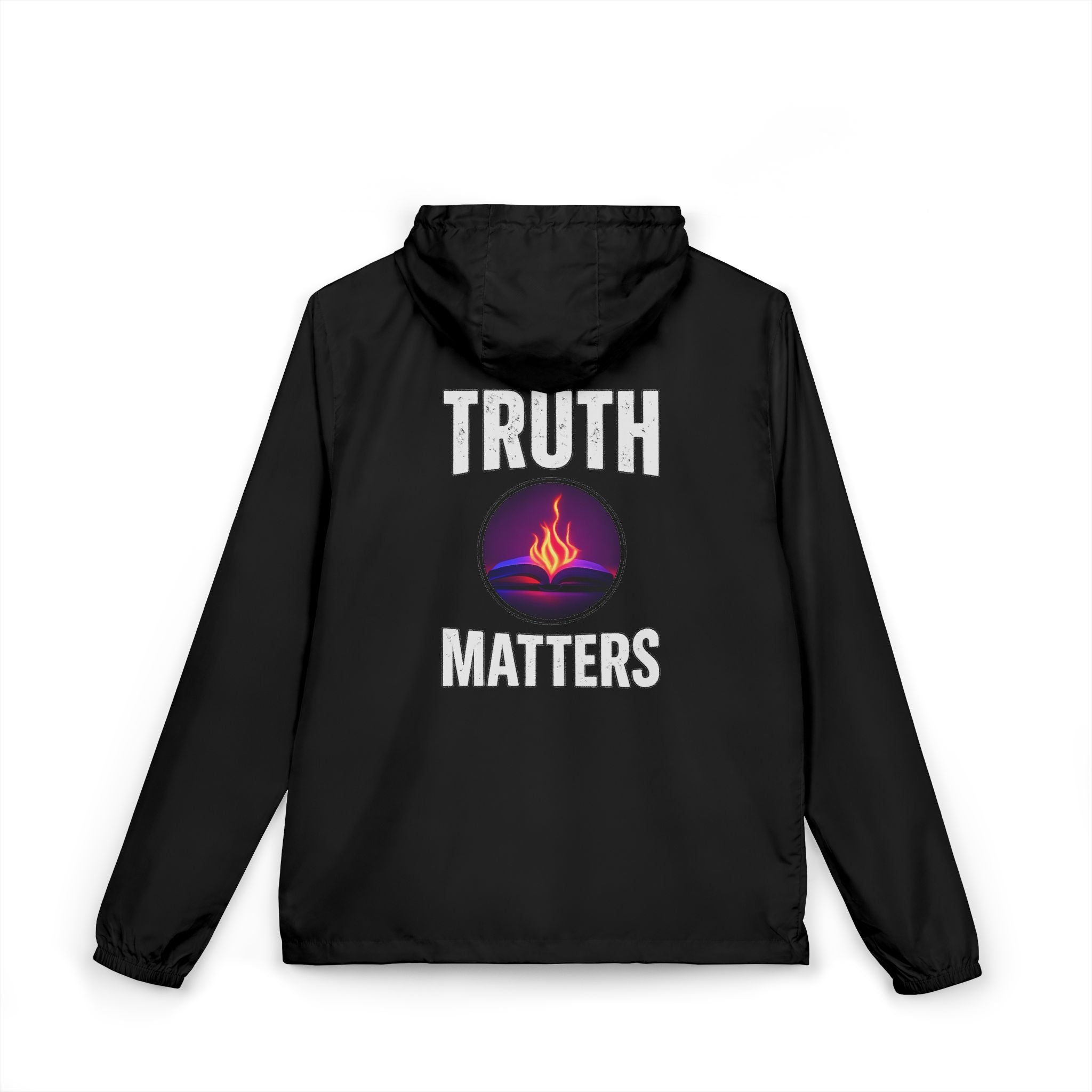 Truth Matters Windbreaker Jacket — Flame Logo Hooded Windbreaker