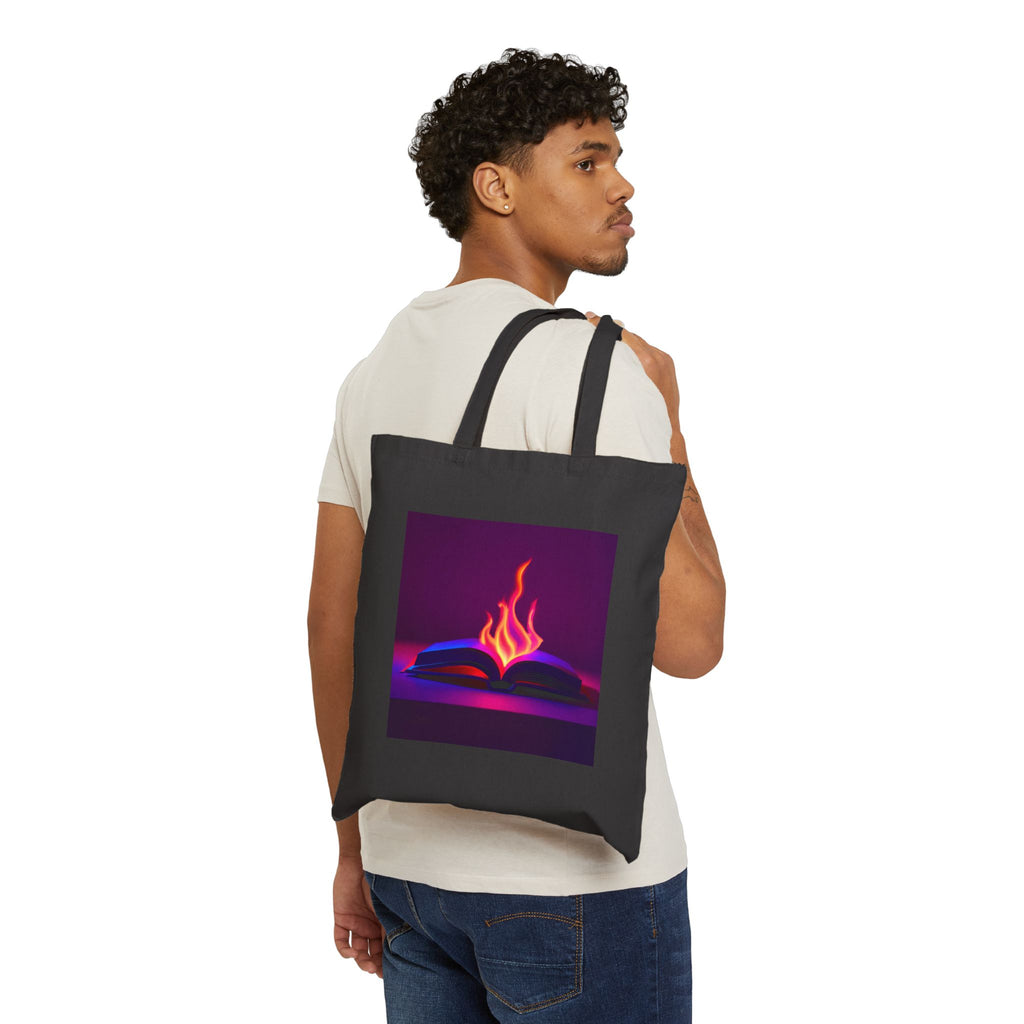 Truth Matters Canvas Tote Bag — Flaming Book Graphic Cotton Shopper