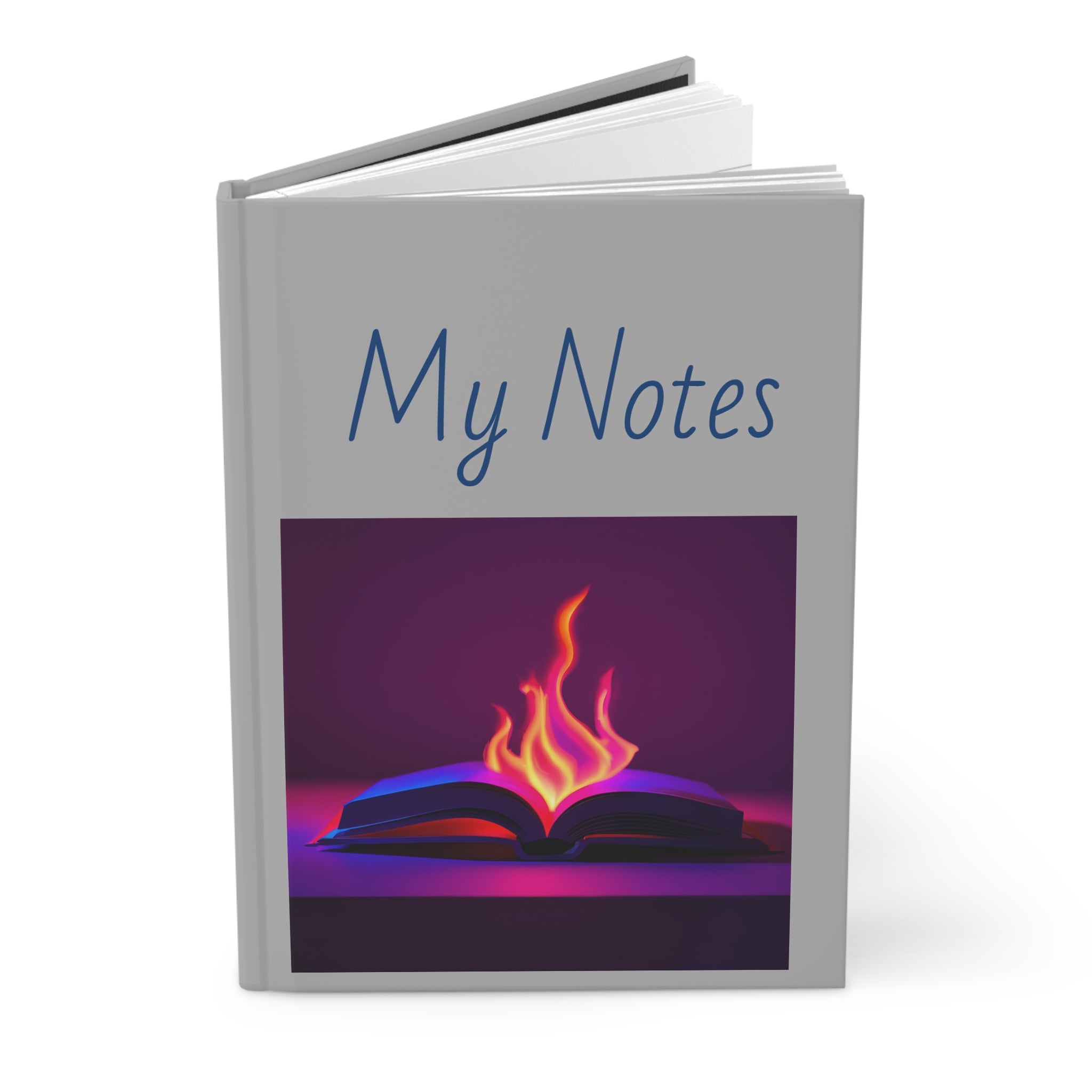 Hardcover Journal — My Notes with Flaming Book & John 8:32 Inspirational Christian Notebook