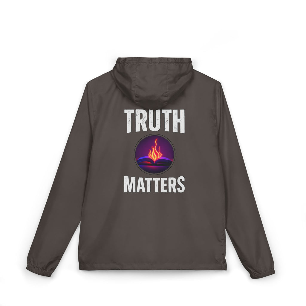 Truth Matters Windbreaker Jacket — Flame Logo Hooded Windbreaker