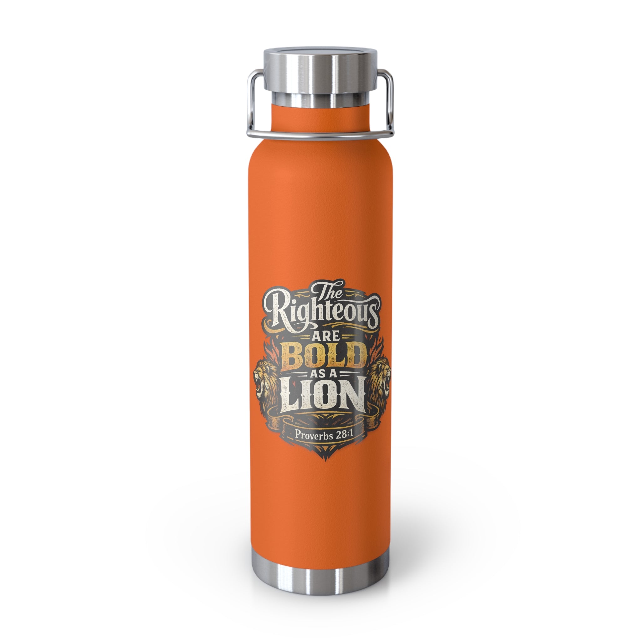 22oz Insulated Water Bottle — “The Righteous Are Bold as a Lion” Christian Stainless Steel Flask