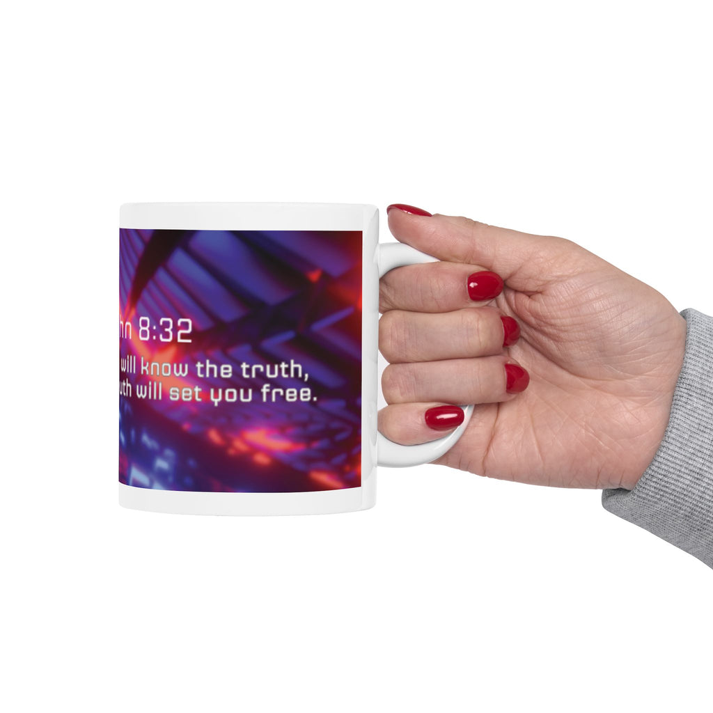 Mug de Foi Chrétienne — Jean 8:32 « Connaissez la Vérité » Tasse à Café en Céramique Inspirante (325 ml et 444 ml)