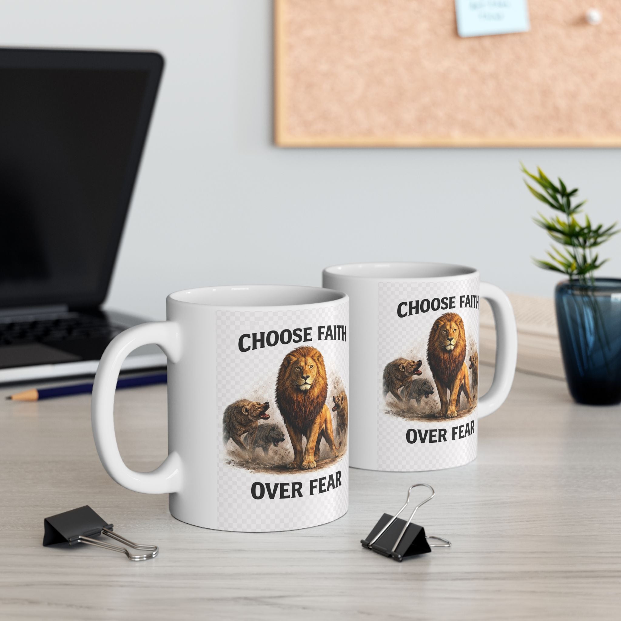 Mug en céramique - Mug à café inspirant « Choisir la foi plutôt que la peur » (325 ml, 443 ml)